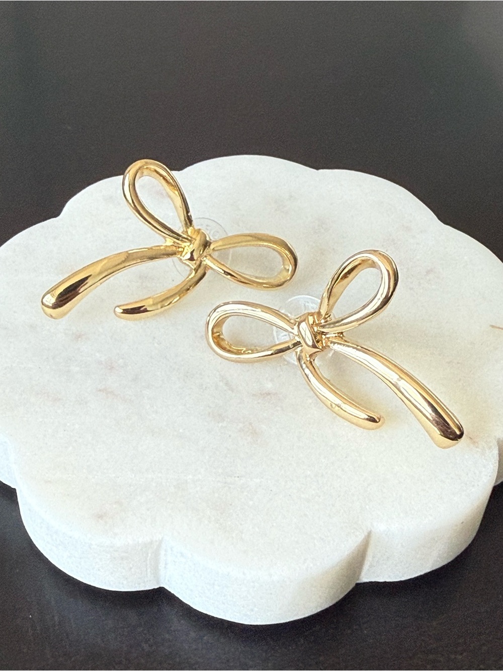 Loft Gold Bow Stud Earrings - Polished Bow Design